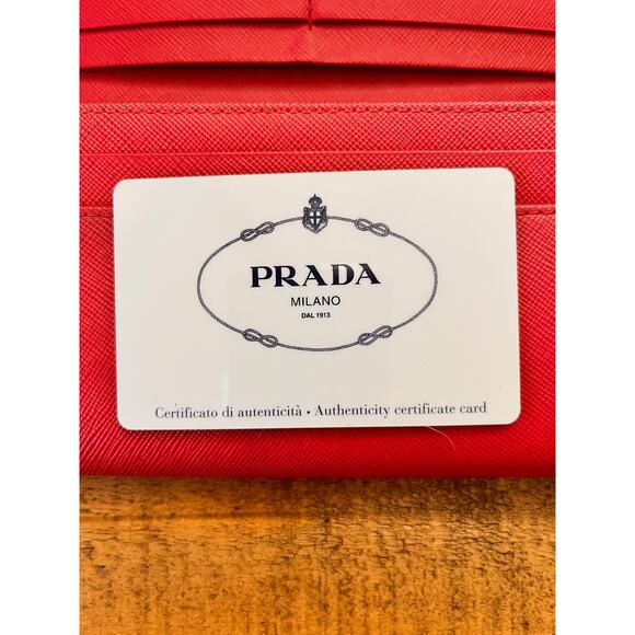 PRADA Pink Saffiano Leather Continental Bow Wallet With Authenticity Card - Picture 14 of 15